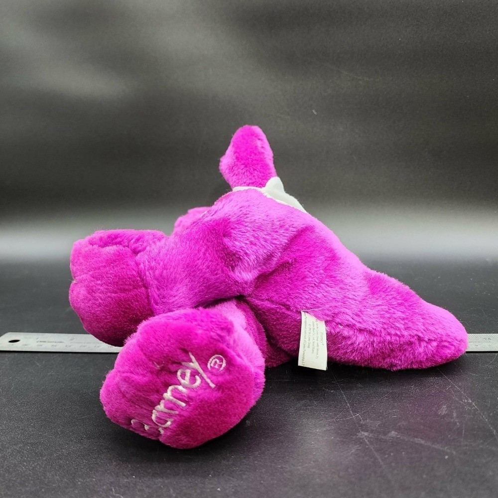 Barney 1992 Plush Purple Dinosaur White Shirt Vintage 90s Toy Lyons Group 11" - Picture 8 of 14